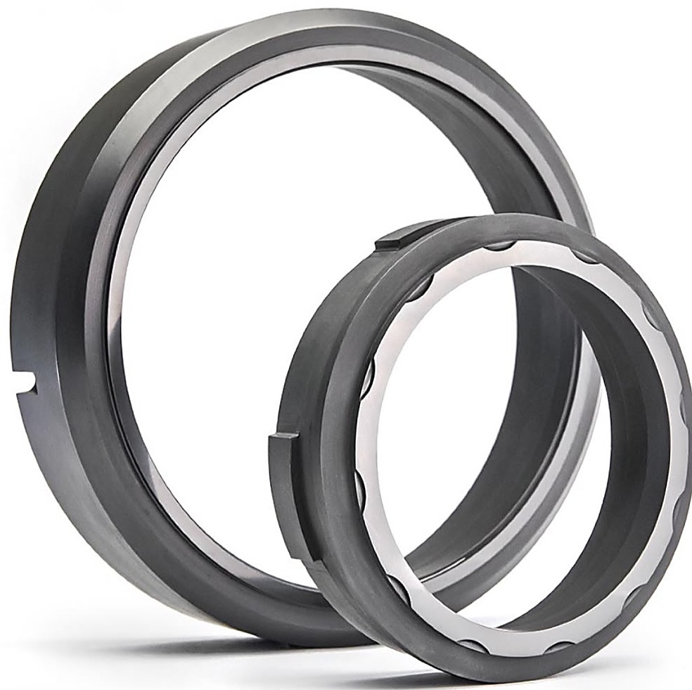 Seal rings after lapping, restored to a polished mirror finish