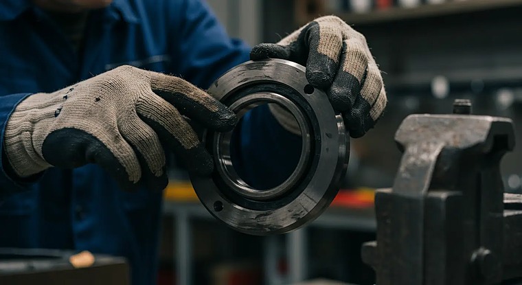 Seal ring being handled at the bench during decontamination and cleaning